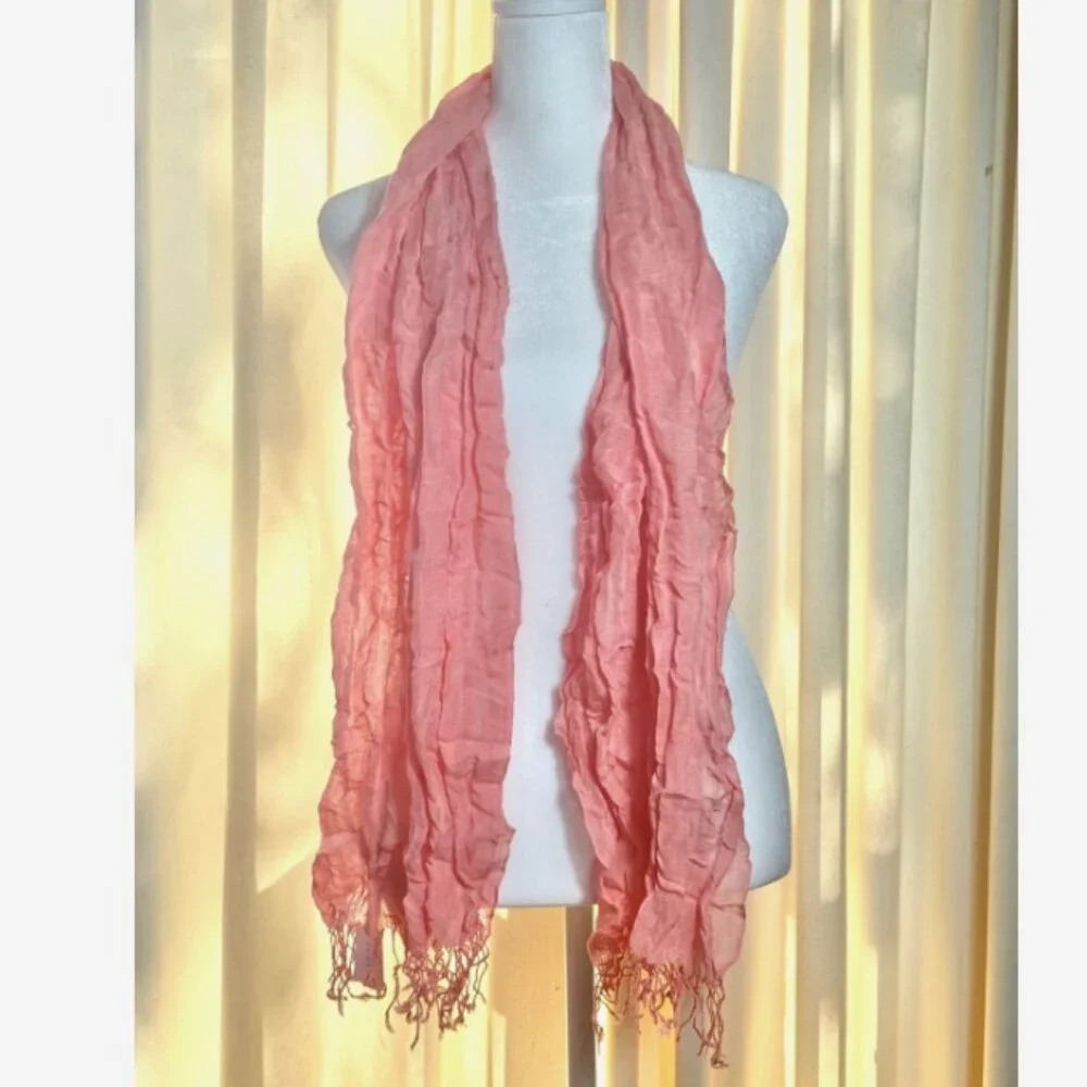 Vintage Y2K J.Crew Pink‎ Ombre Fringe Scarf NWT Crinkle Wrap Shawl